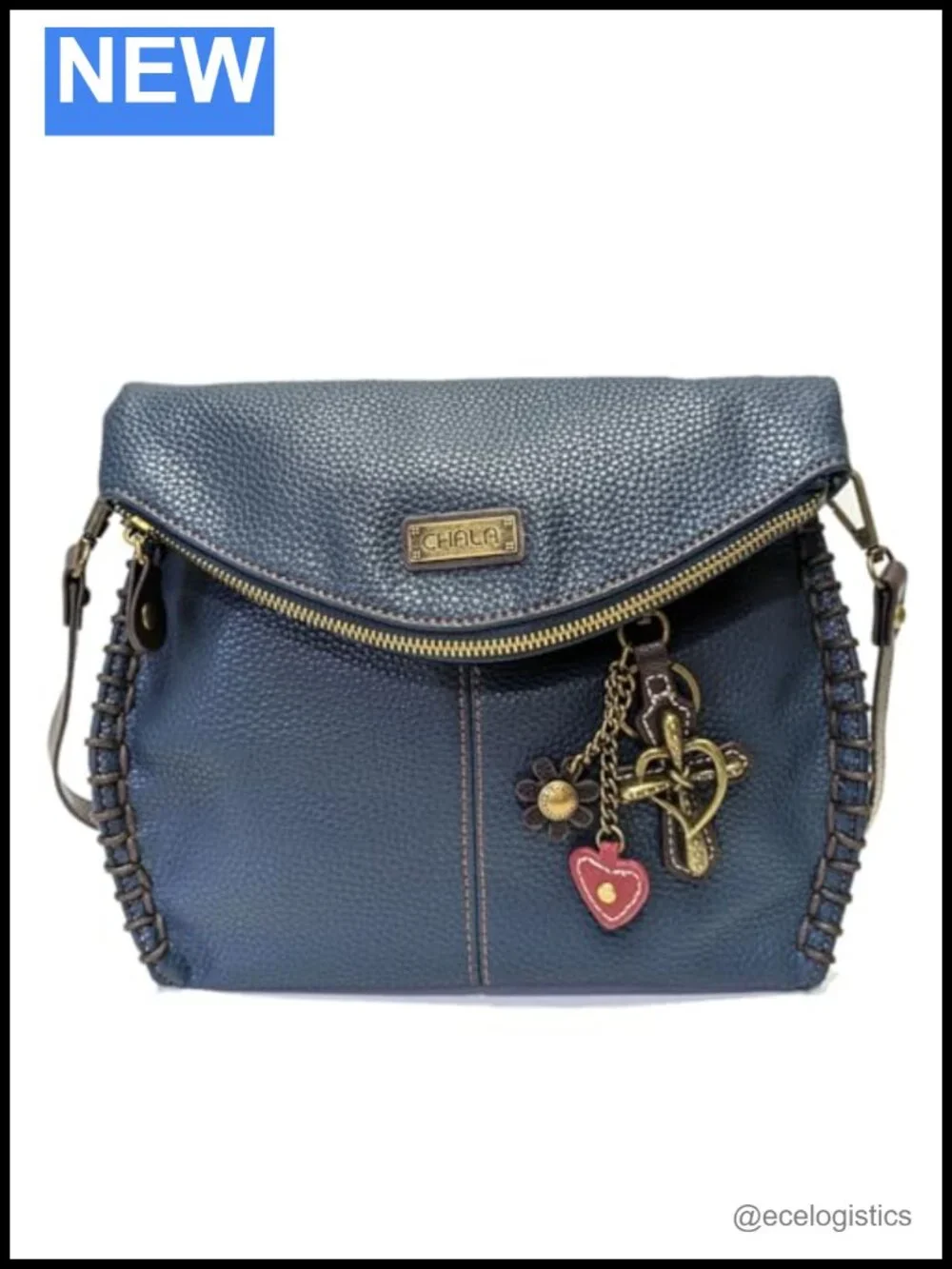 Charming Crossbody Bag with Flap Top and Zipper, Faux Leather, Convertible